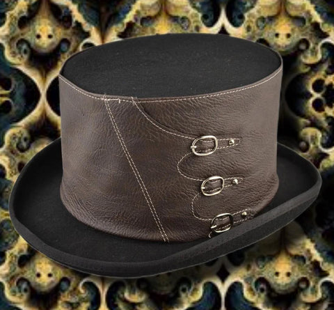 Steampunk Top Hat Faux Leather Band