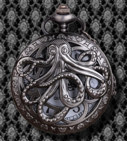 Steampunk Gunmetal Octopus Pocket Watch