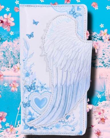 White Angel Wings Embossed Purse