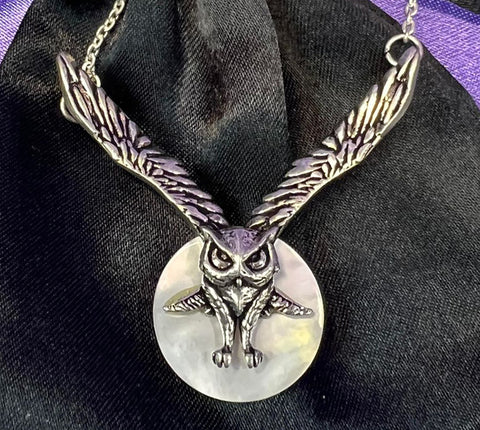 Witches Familiars Lammas Moon Owl Pendant