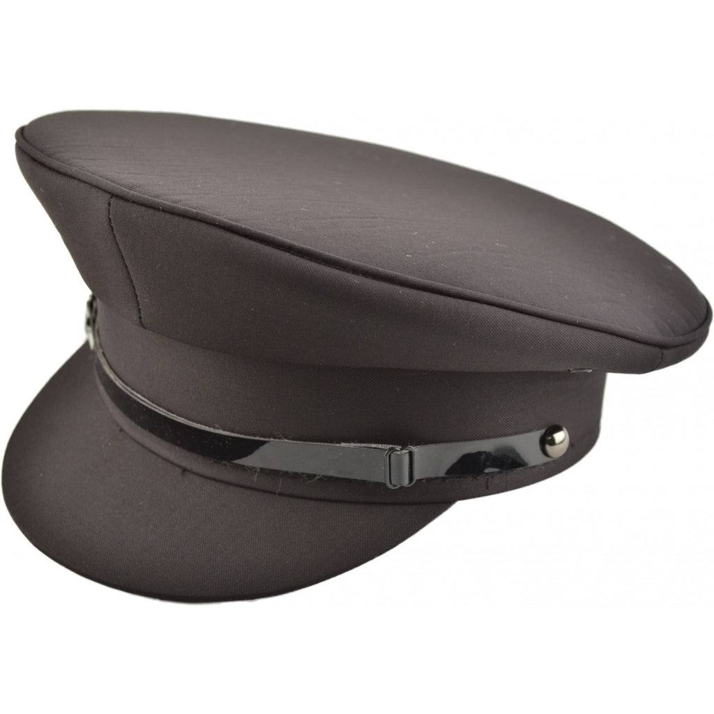 black peaked cap