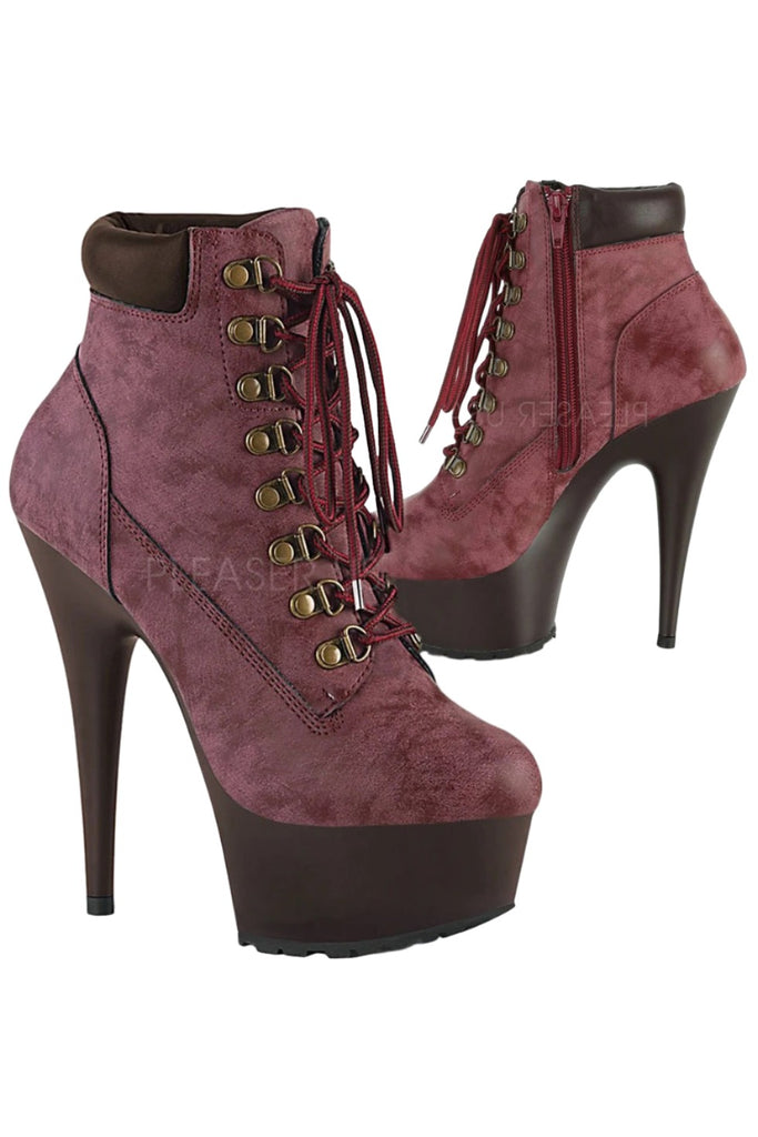 burgundy pleaser boots
