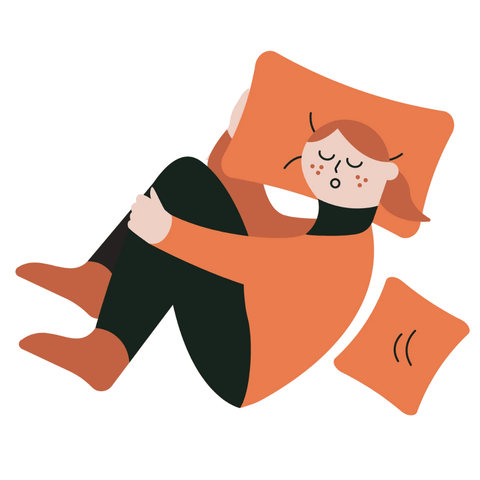 A graphic of a person sleeping