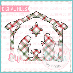 RED AND GREEN PLAID NATIVITY DESIGN   BCEW