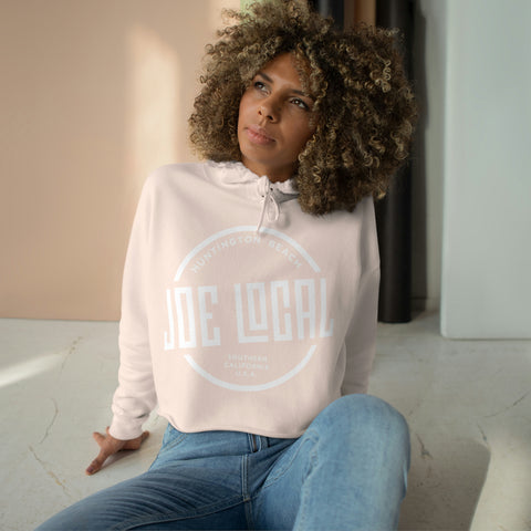 Joe Local Pale Pink with White Circle Logo Crop Hoodie