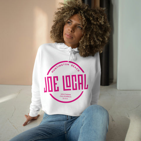 Joe Local Pink Circle Logo Crop Hoodie