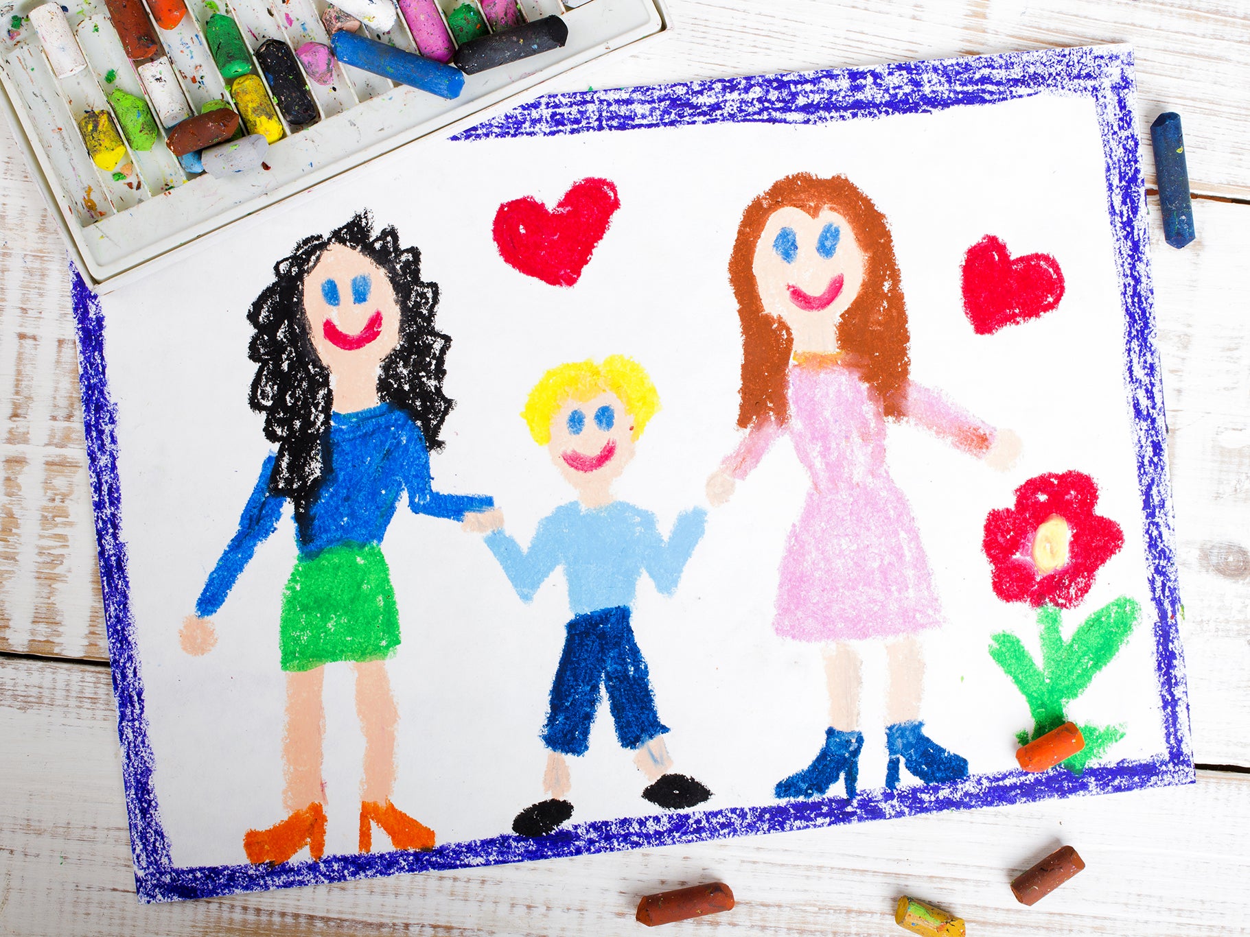 Kids Drawing of Lesbian Family