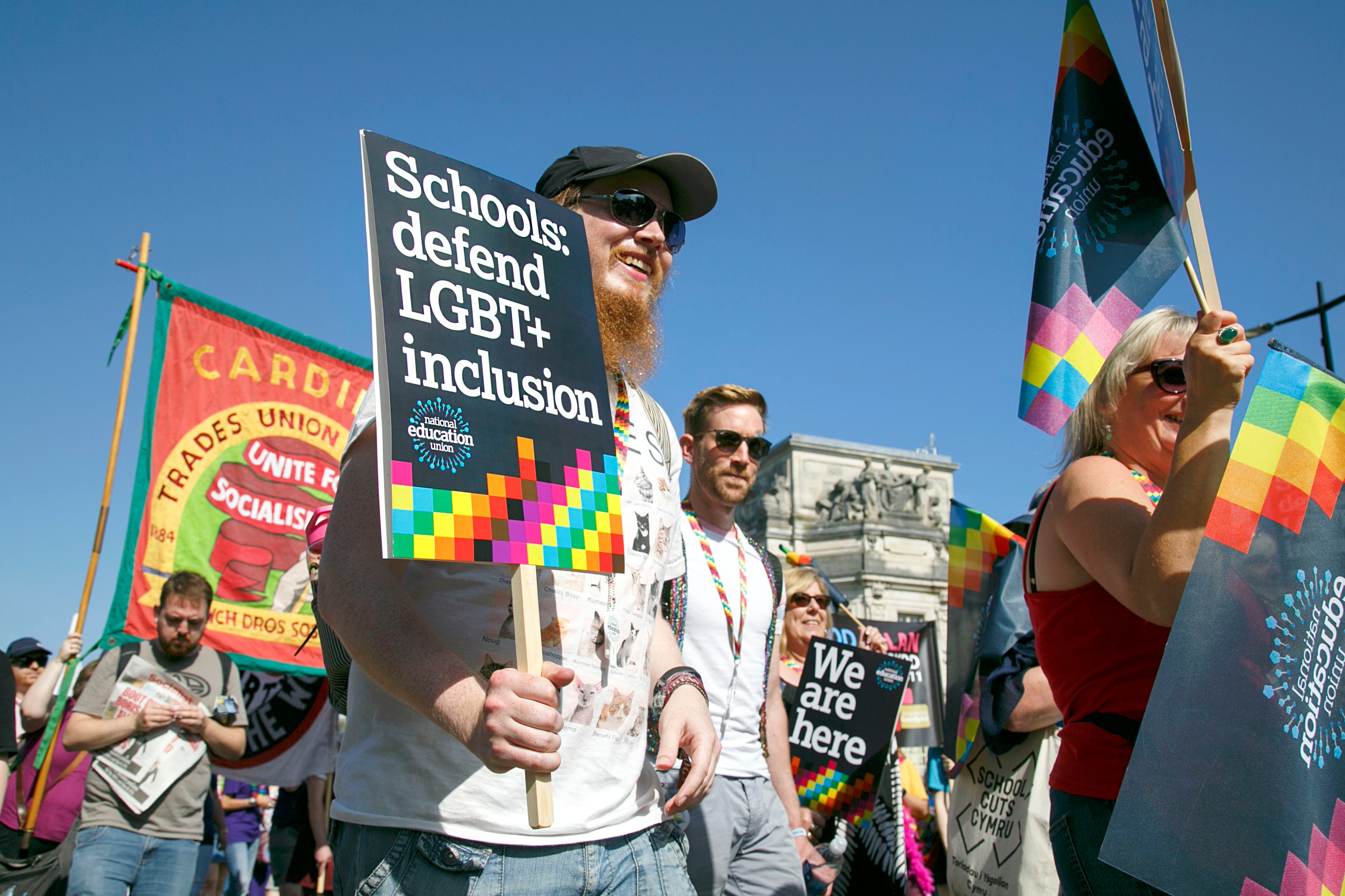 Teachers March at a Pride Parade