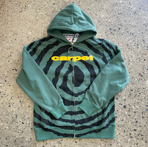 carpet company spiral zip up hoodie green