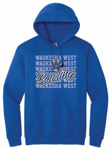 West Bowling- Blue / Hooded Sweatshirt / Repeat design