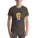 Bella and Canvas Short-Sleeve Unisex T-Shirt: Love TRUMPS Hatred blue text