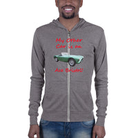 Bella and Canvas Unisex zip hoodie: Other car Ace Bristol red text