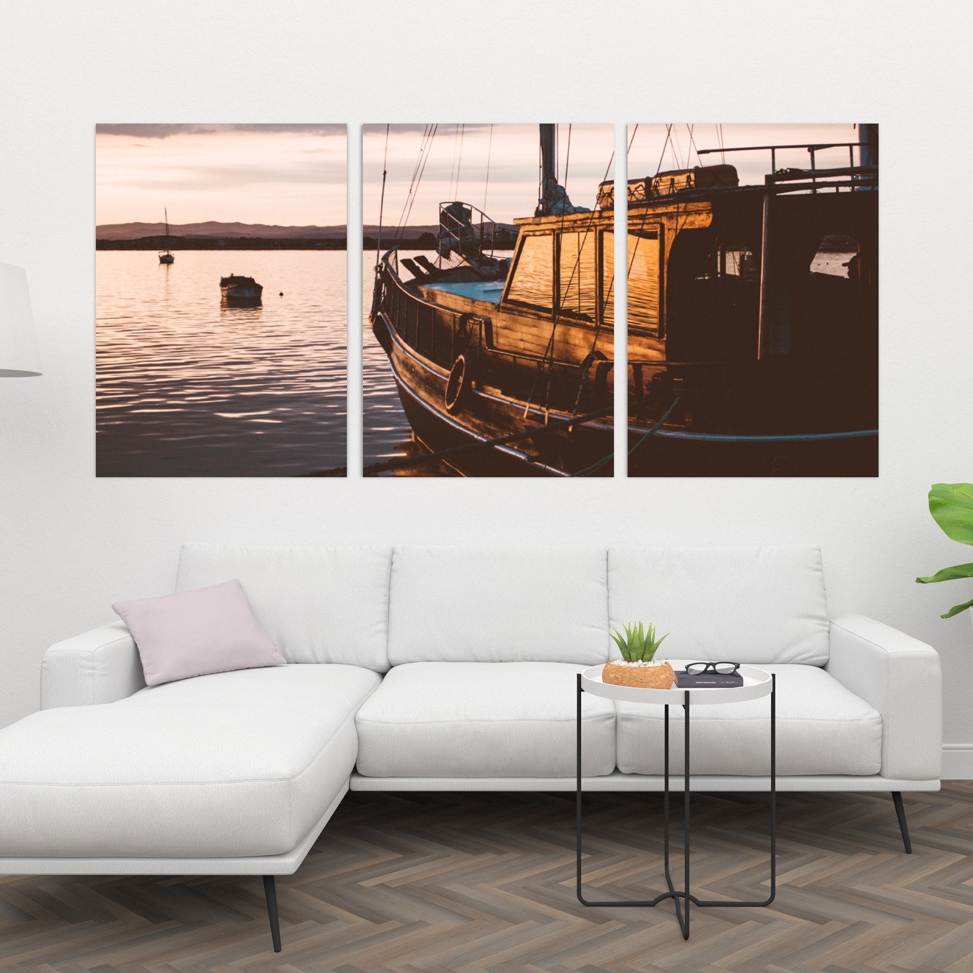 Details About Sunset On Fishing Boat 5 Piece Canvas Art Wall Art Picture Painting Home Decor