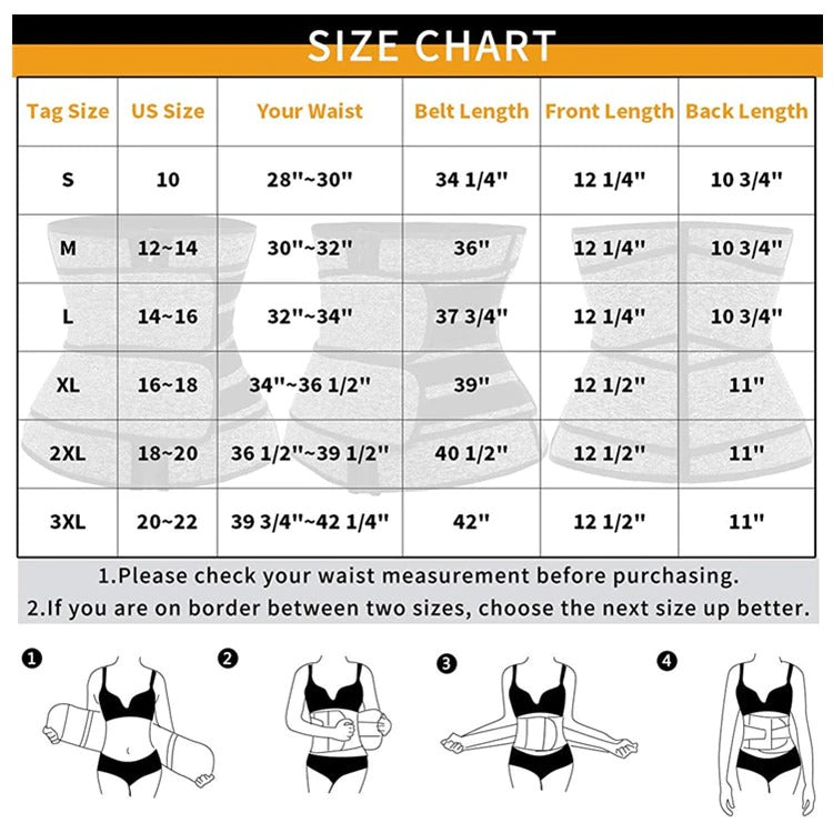size chart S to 3XL