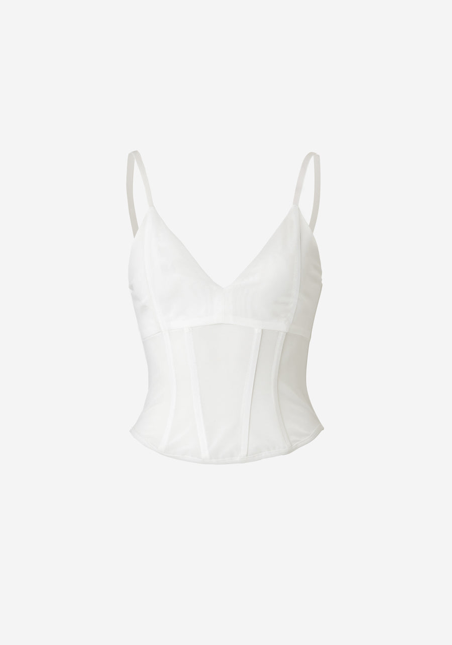 OMEGA BUSTIER IN WHITE, TOPS