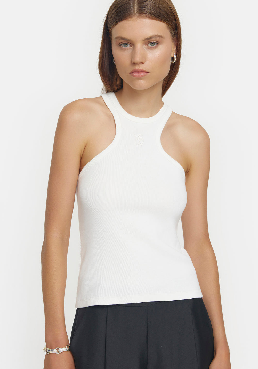 Elevate Ribbed Square Tank White – LC