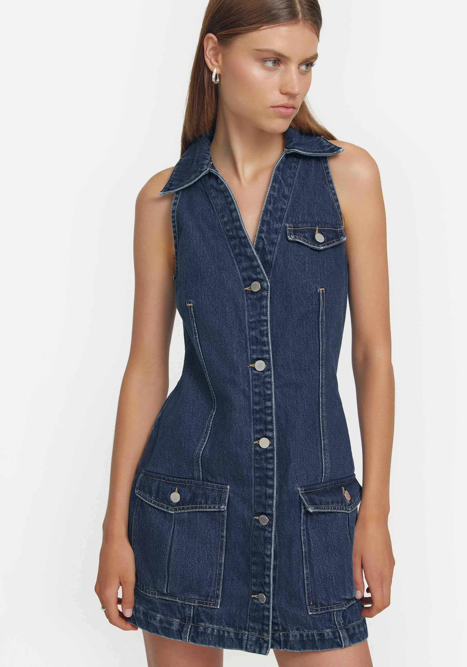 Sleeveless sales denim tunic