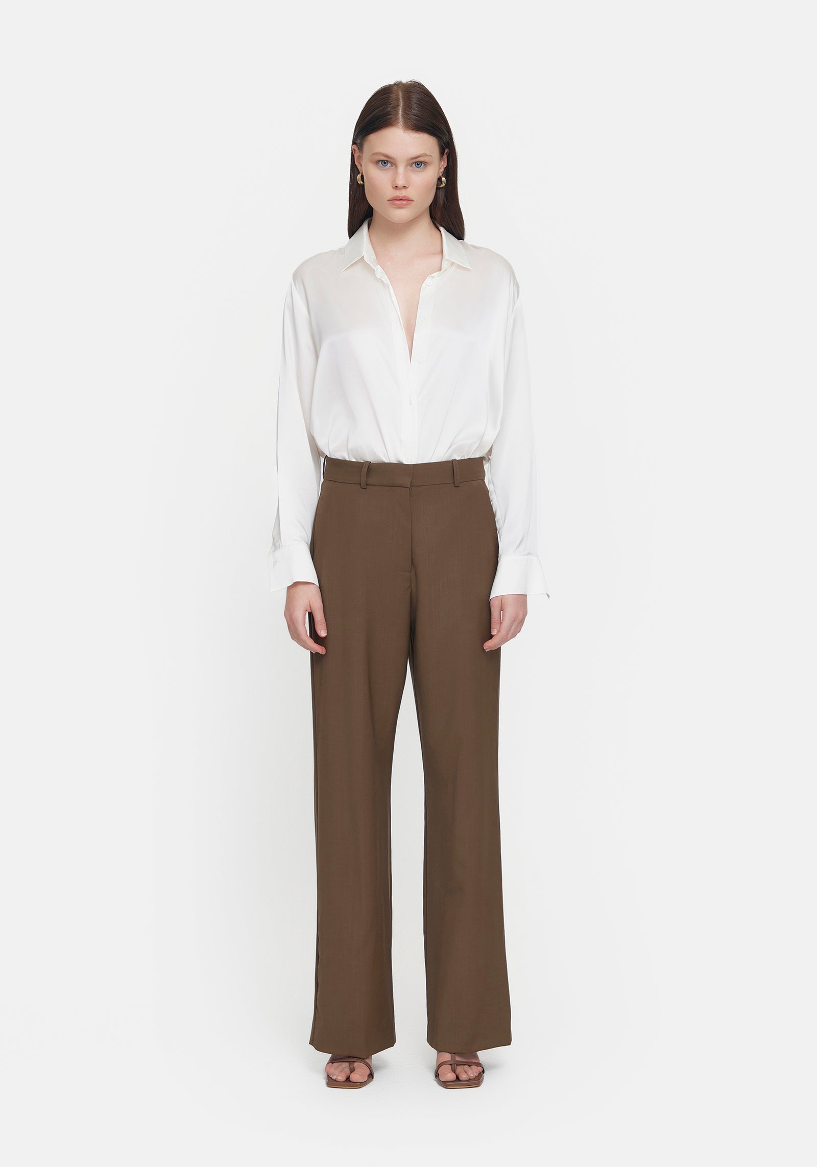 NWT ZARA WOMAN WIDELEG FULLLENGTH TROUSERS BURNT UMBER SIZE M 7385228   eBay