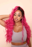 Hot pink synthetic lace front wig