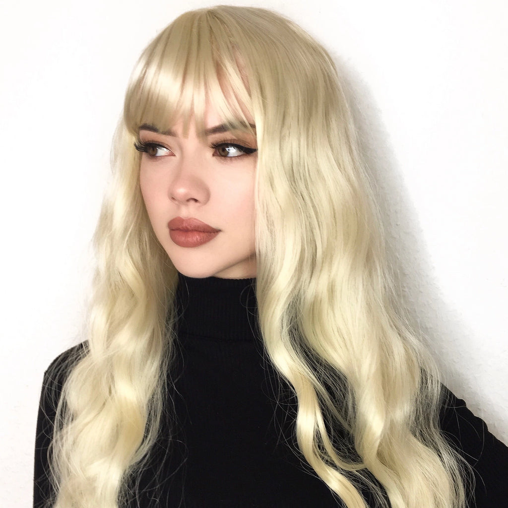 cheap blonde wigs with bangs