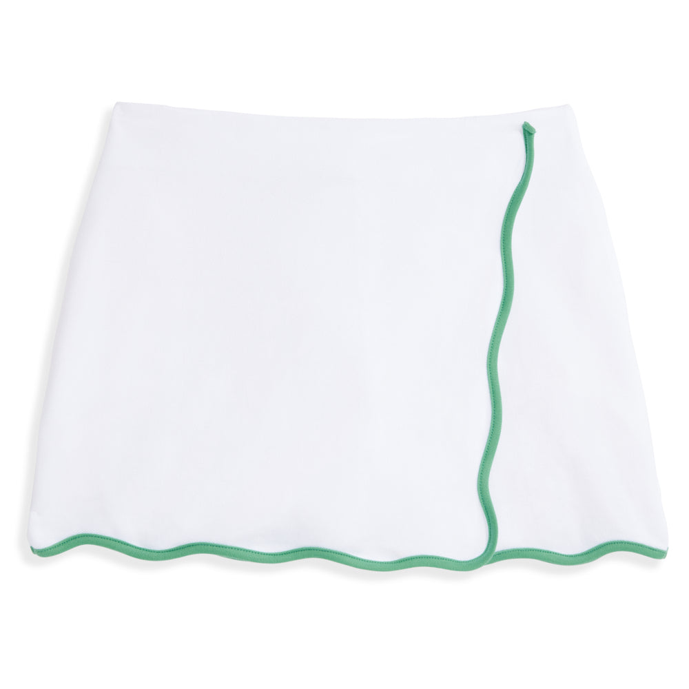 Scalloped Tennis Skort -- White w/ Green | Preppy Girls Skirt