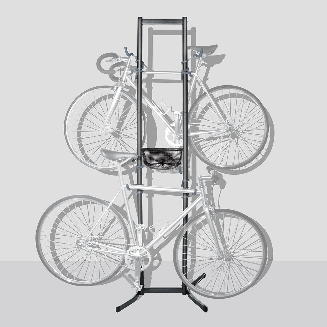 Four Bike Free-Standing Rack with Basket – Delta Cycle