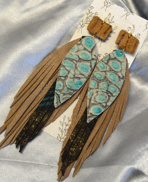 Scratch Leather Fringe Earrings