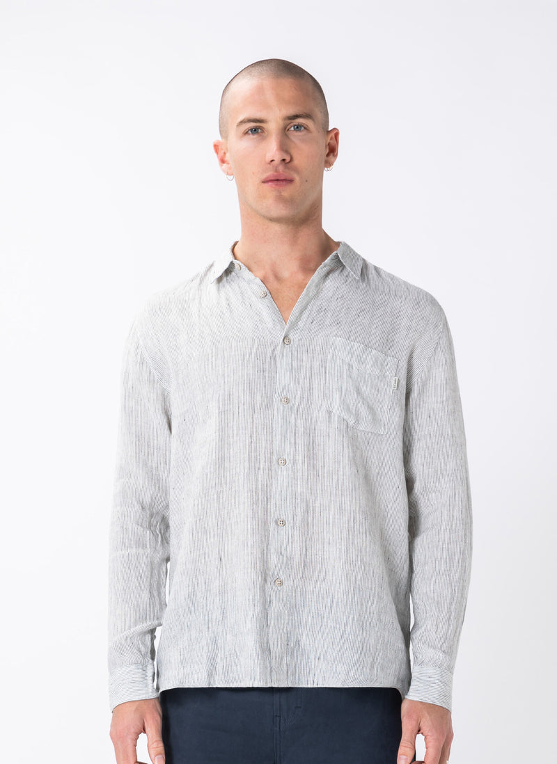 Holiday Linen LS Shirt White Stripe – Barney Cools