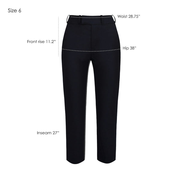 Black Merino Wool Cropped Leg Pants Measurements - Size 6