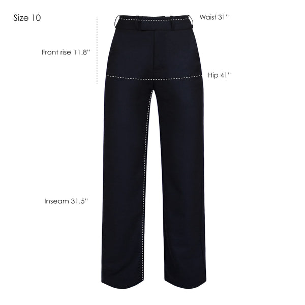 Black Merino Wool Wide Leg Pants Measurements - Size 10