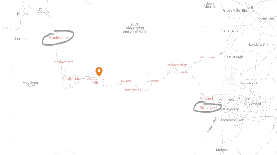 blue mountains flower delivery map