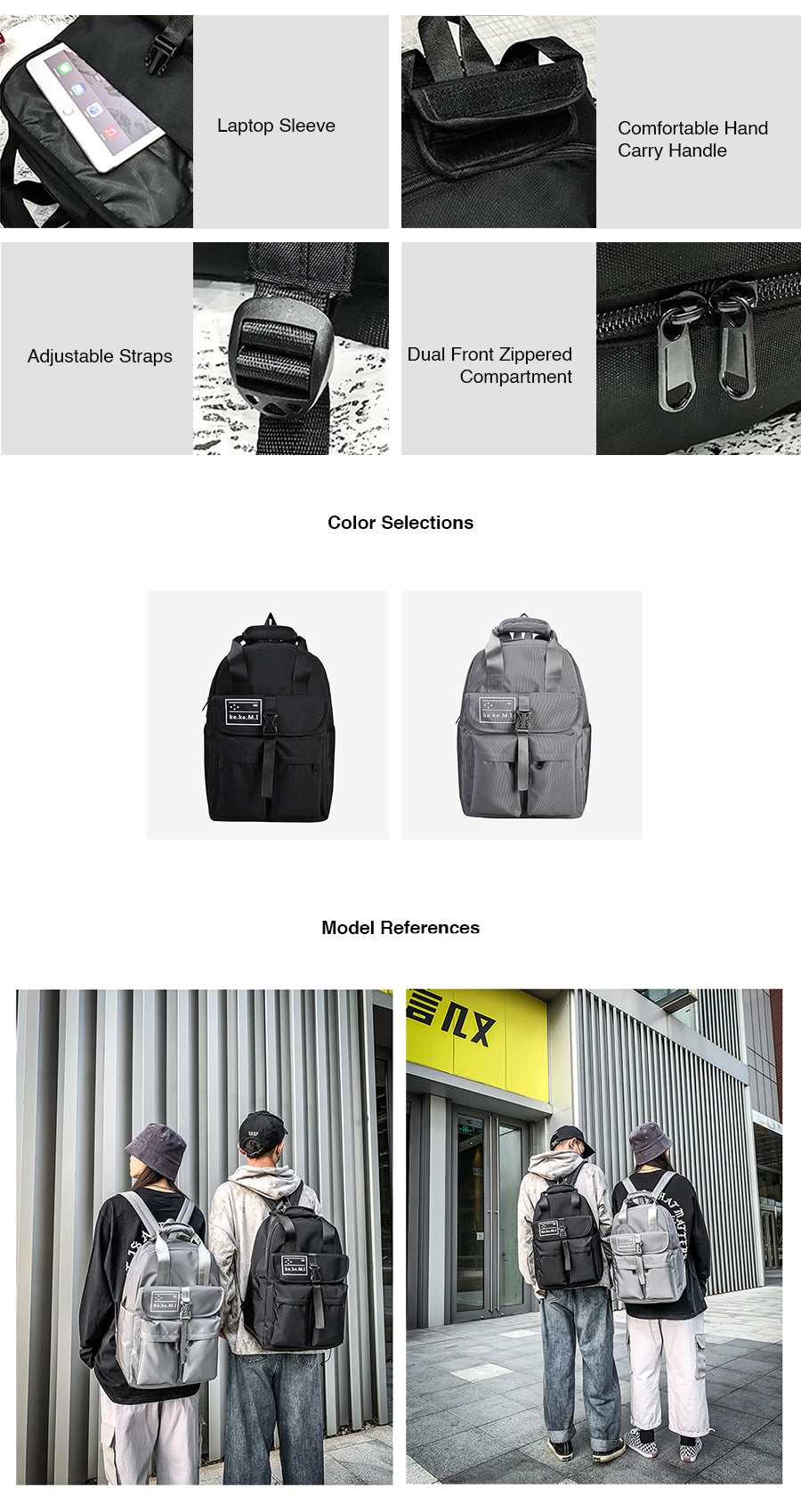 KEKEMI Oversized City Backpack