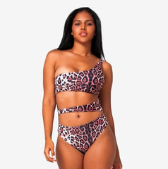 One Shoulder Leopard Print Swimsuit