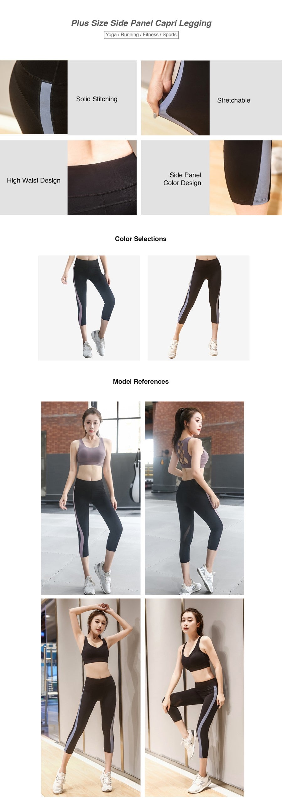 Plus Size Side Panel Capri Legging