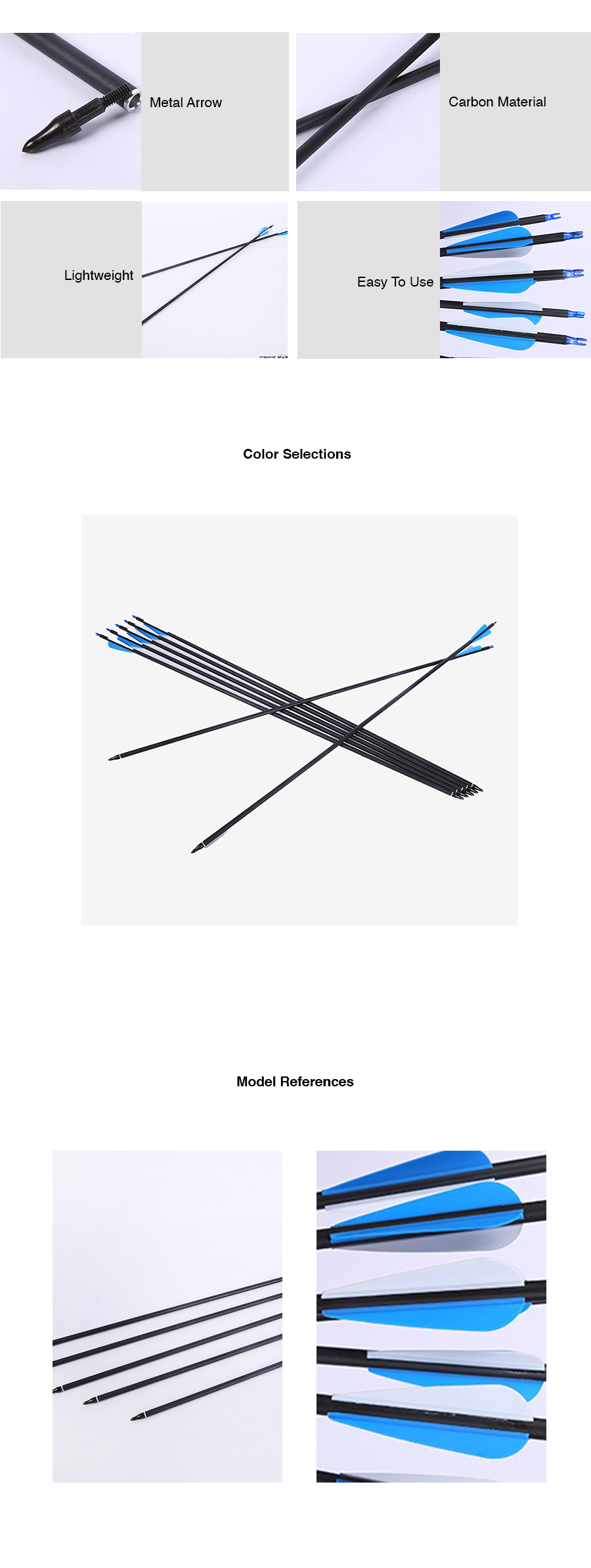 12pcs Carbon Archery Arrows Set