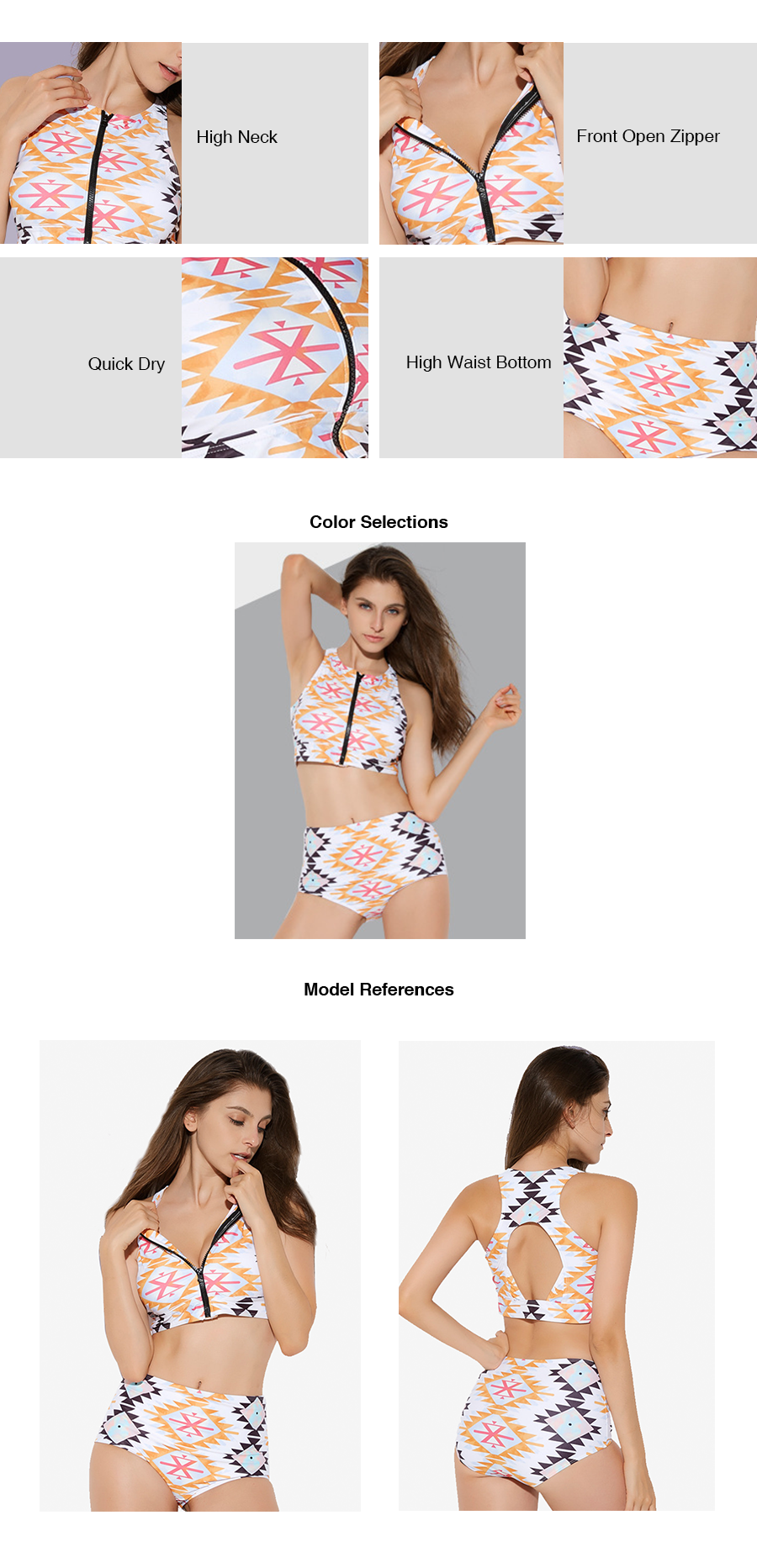 Tribal Print High Neck Bikini