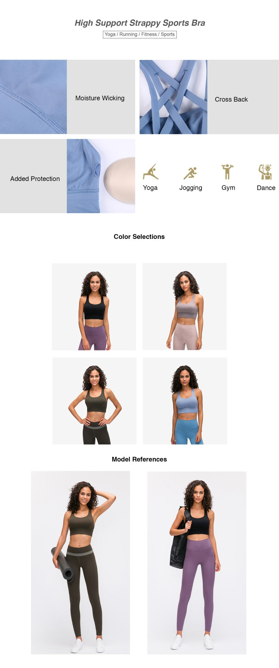 High Support Strappy Sports Bra
