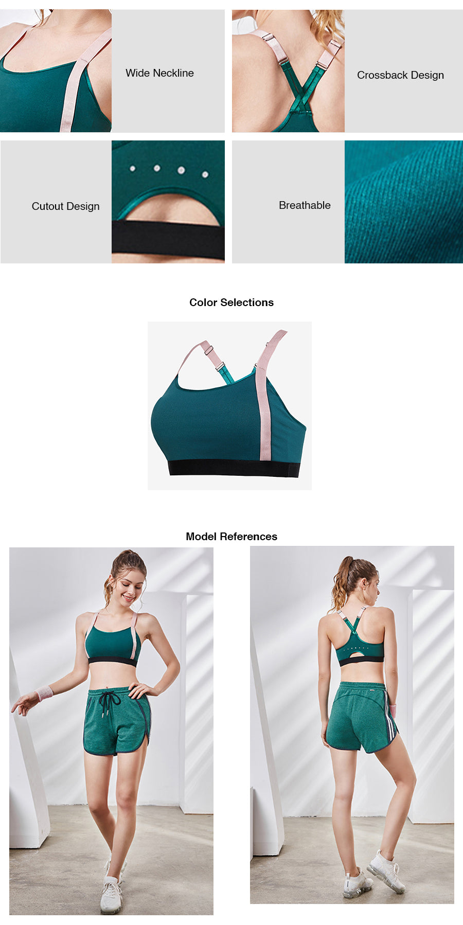 Teal Power Workout Sports Bra