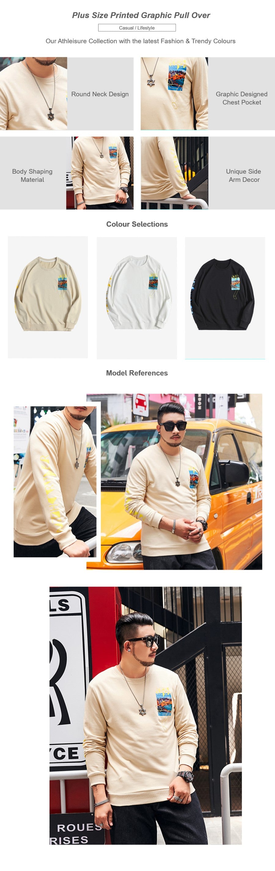 Plus Size Printed Graphic Pull Over