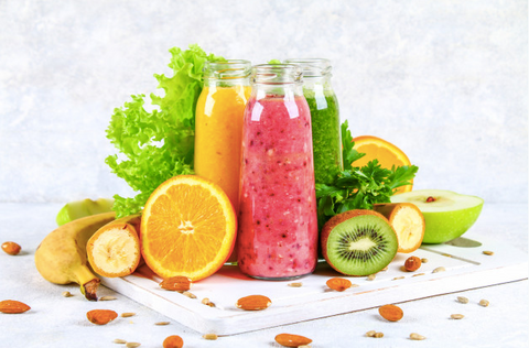 A variety of healthy and delicious fruits smoothies