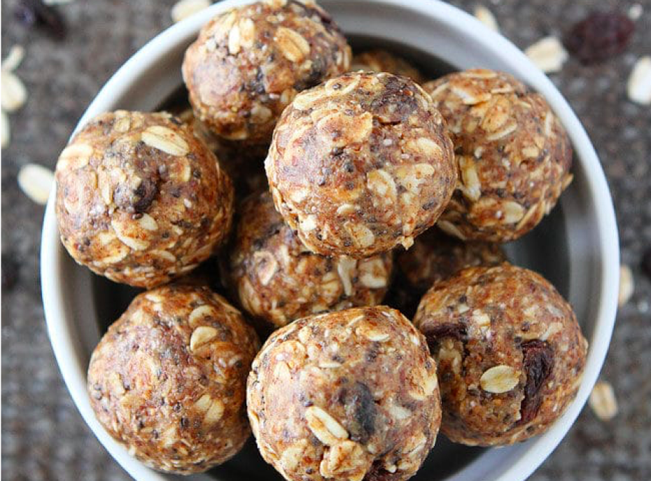 Oatmeal raisin peanut butter balls to fuel your long run
