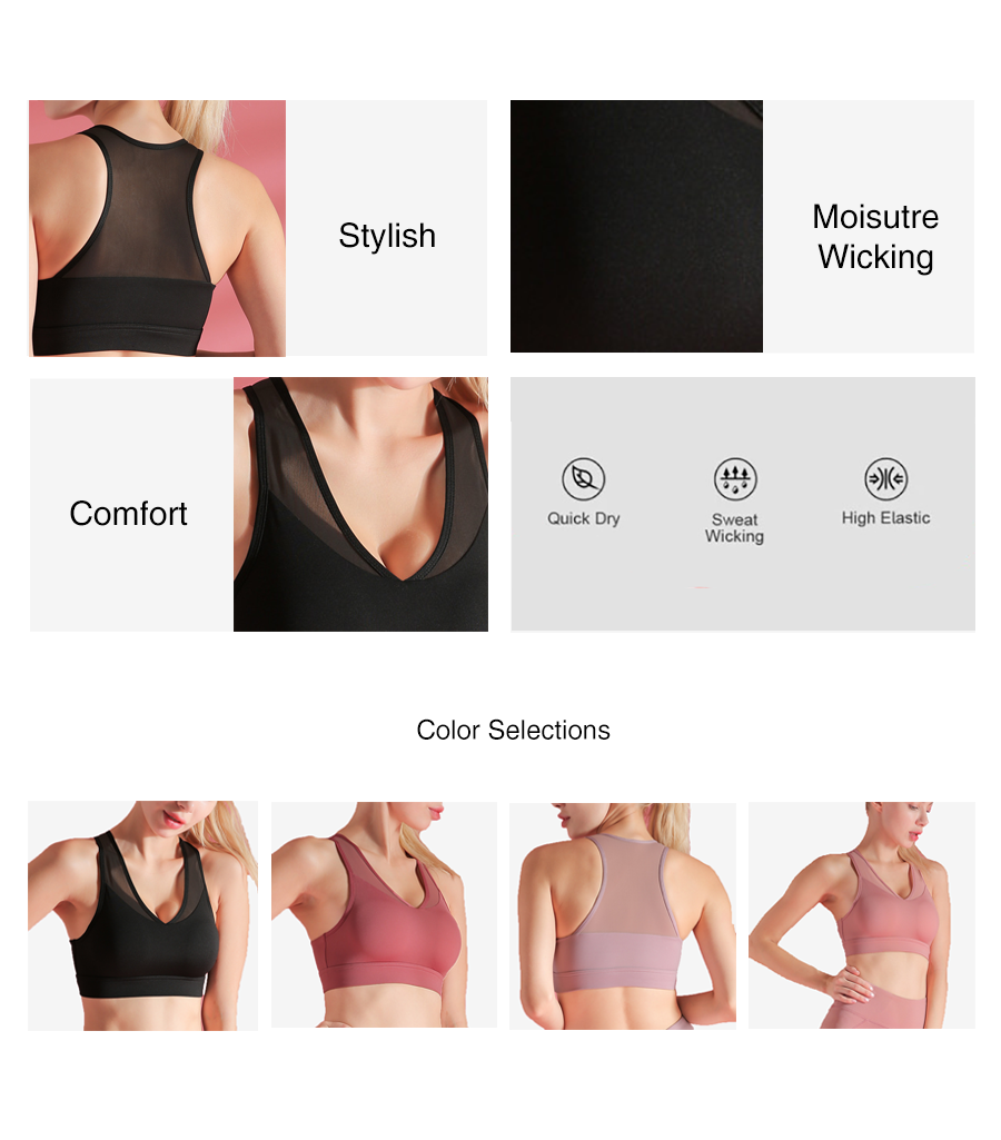 Deep-V Mesh Net Sports Bra