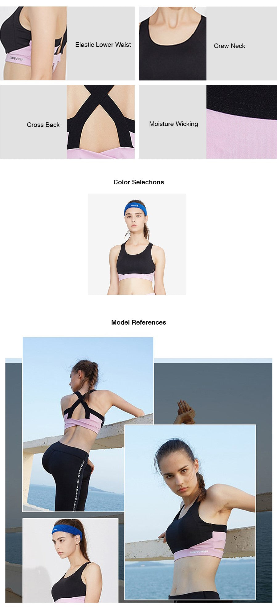 Quick Dry Colour Contrast Sports Bra