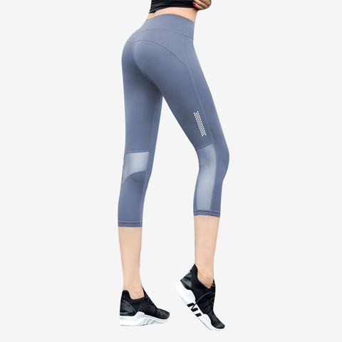 Inflachi High Waist Back Mesh Panel Capri Leggings