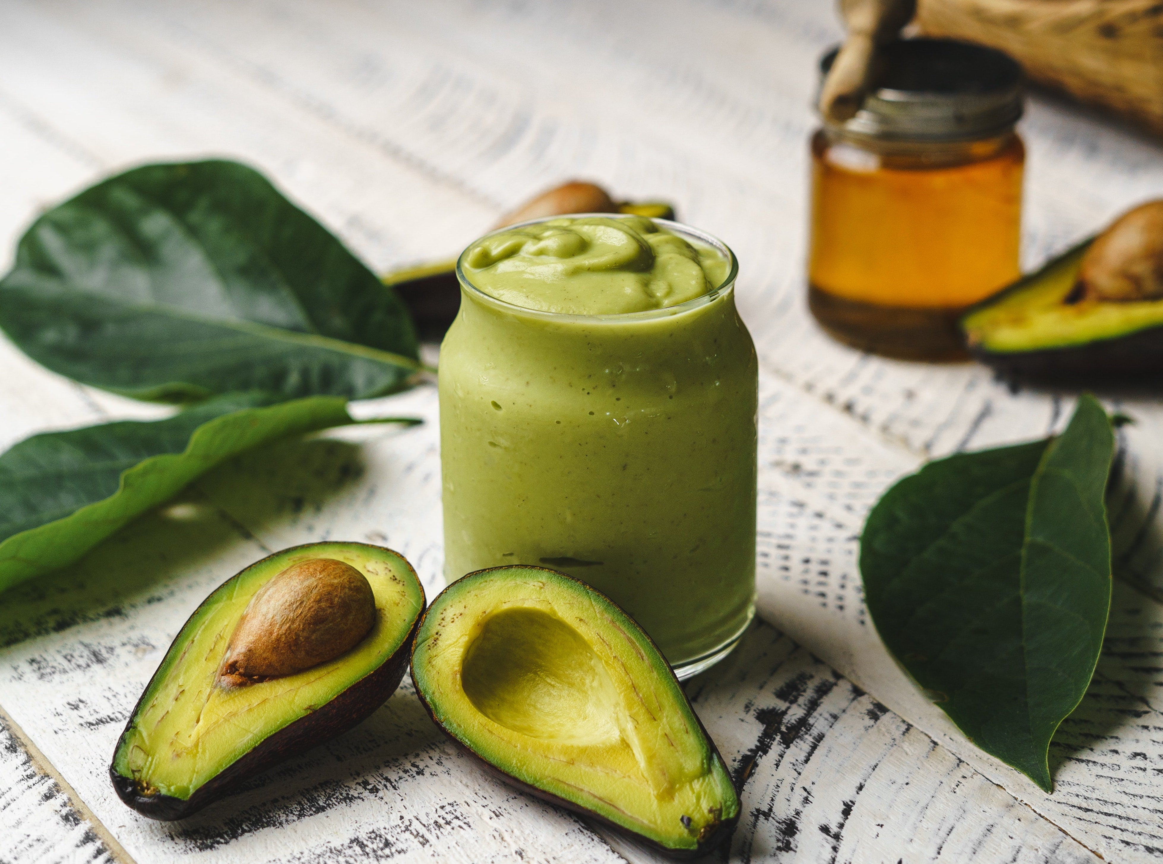 Mushy avocado and overripe banana for beauty masks