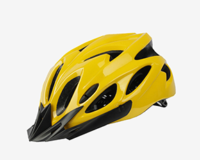 Yellow cycling helmet