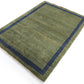 Hand-Knotted Gabbeh Carpet 4'.2" X 5'.9" , Green Fine Wool Area Rug 4x6
