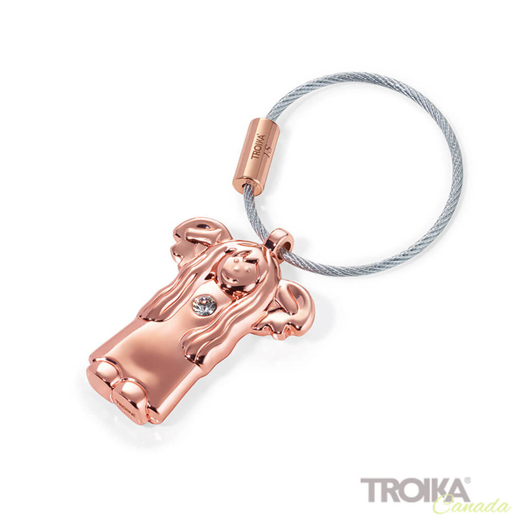 Troika Love Is in The Air Heart and Wing Charm Key Chain |  Rose Gold