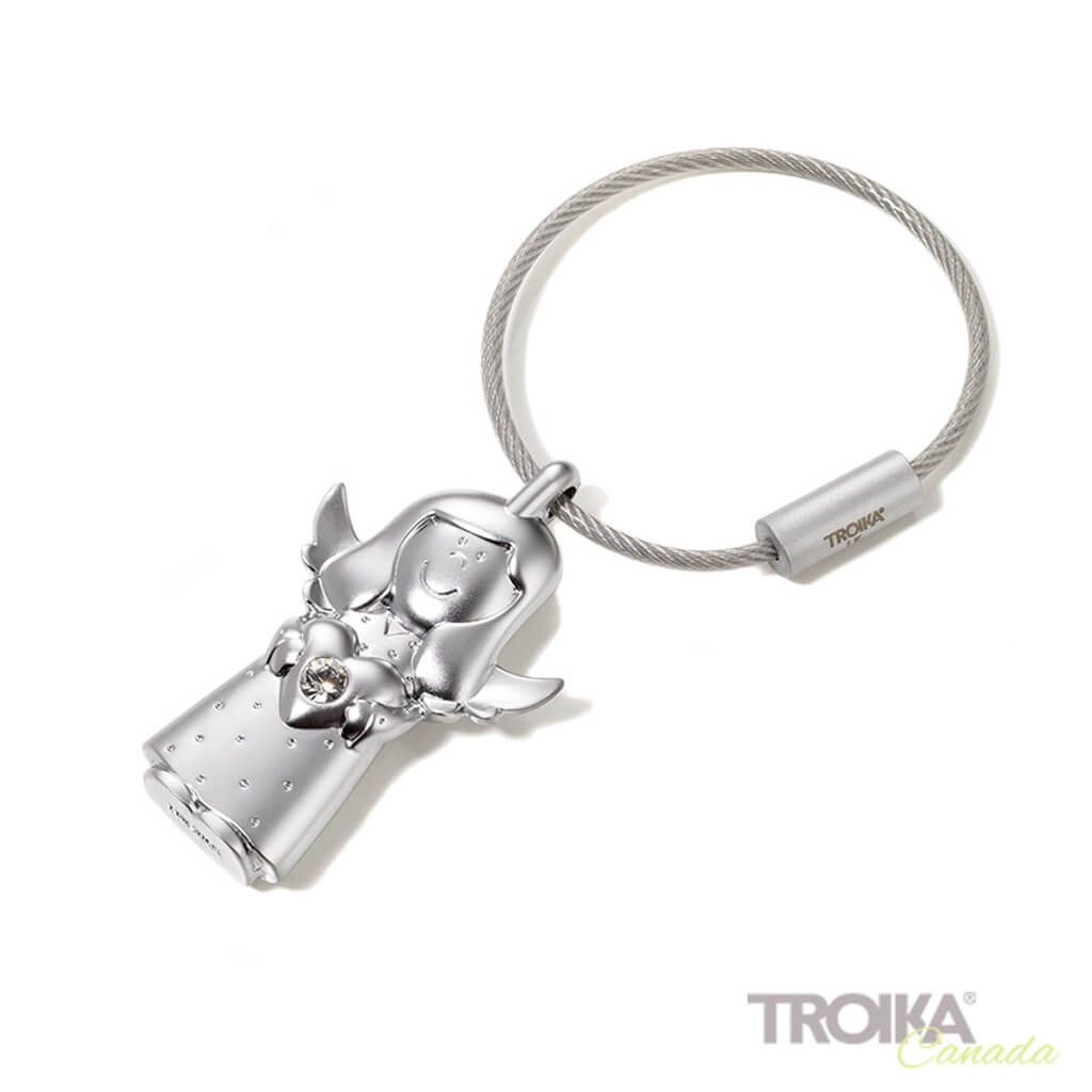 Troika Love Is in The Air Heart and Wing Charm Key Chain |  Rose Gold