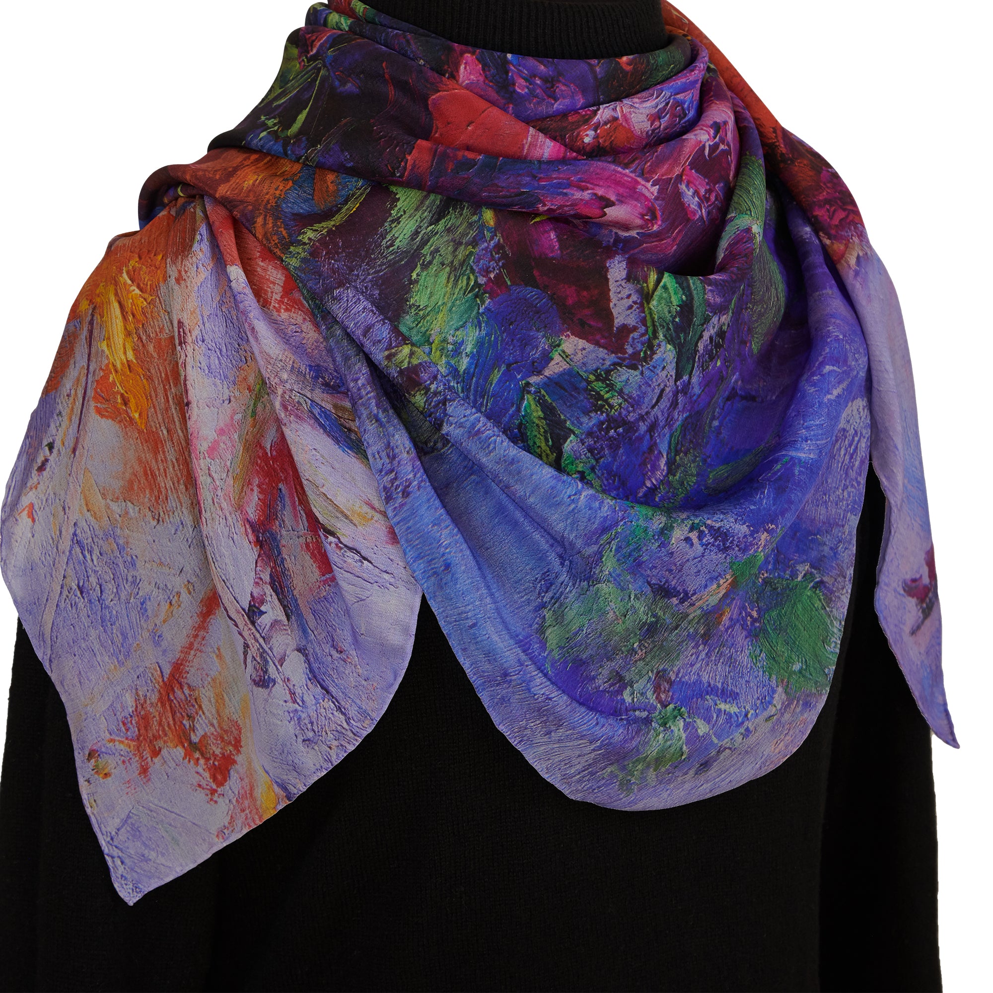 Scarf - Silk & cashmere, pink, white & lilac — Fashion